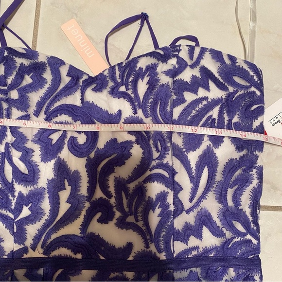 - NWT Minuet cocktail dress purple and white embroidery size M - Picture 7 of 8